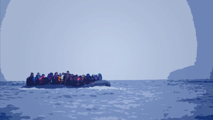 Refugees on aboat crossing the Mediterranean sea